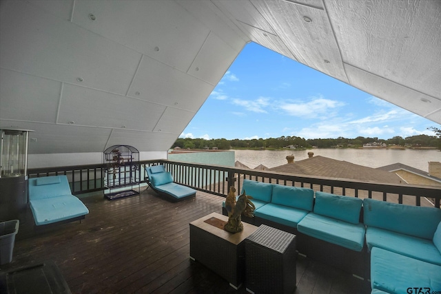 220 Pin Oak Dr, Mabank, TX 75156 - wooden terrace with an outdoor hangout area and a water view