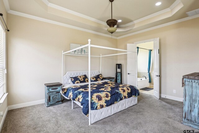 3449 Abes Landing Dr, Granbury, TX 76049 - bedroom featuring a raised ceiling, carpet flooring, ornamental molding, multiple windows, and recessed lighting