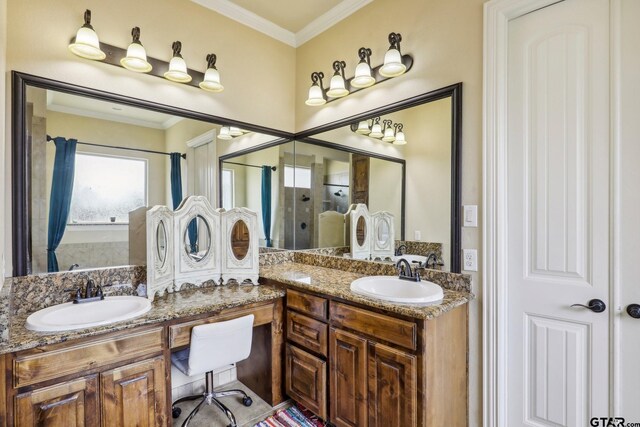 3449 Abes Landing Dr, Granbury, TX 76049 - full bath with double vanity and ornamental molding