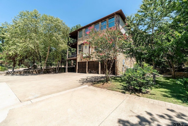 exterior space featuring a garage