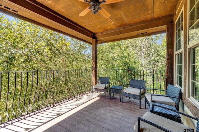 view of patio / terrace featuring ceiling fan