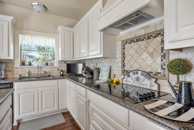 kitchen with white cabinetry, sink, and backsplash