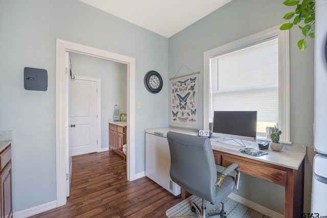 office area featuring dark hardwood / wood-style flooring