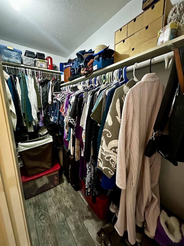 walk in closet featuring wood-type flooring