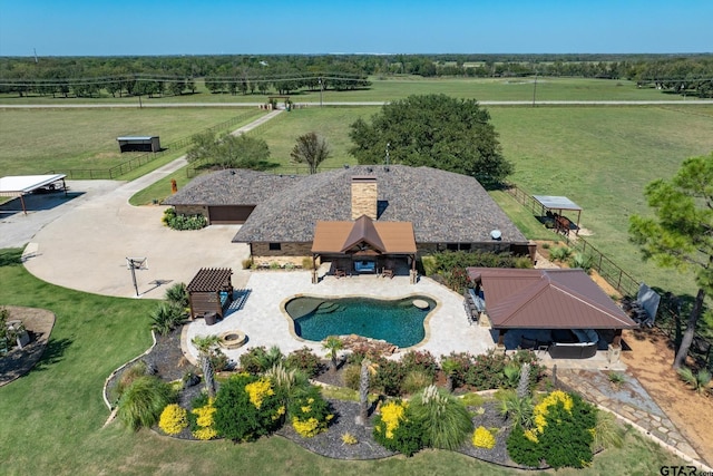 bird's eye view with a rural view