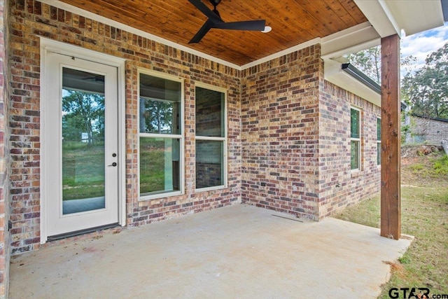 view of patio / terrace featuring ceiling fan