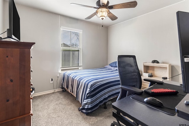 bedroom featuring carpet and ceiling fan