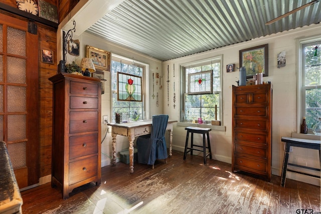 office with hardwood / wood-style flooring and a wealth of natural light