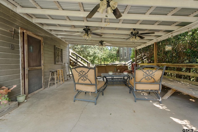 view of patio / terrace with outdoor lounge area and ceiling fan