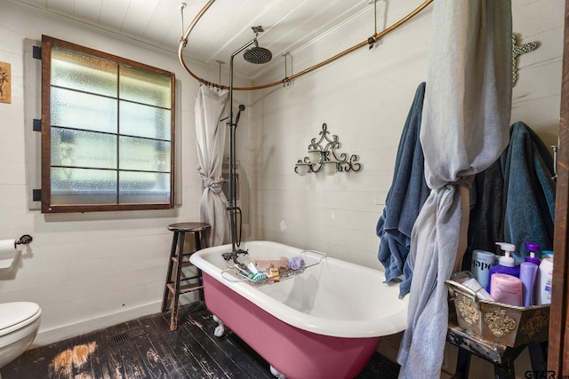 bathroom with wood-type flooring and toilet