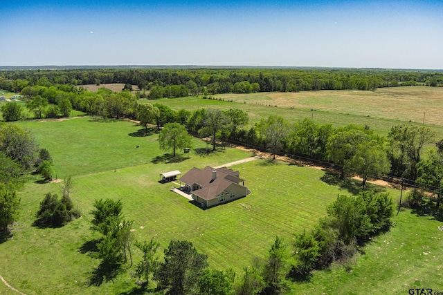 birds eye view of property featuring a rural view