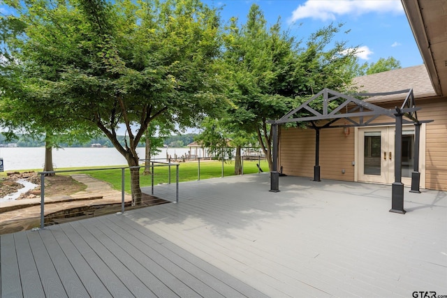 89 Eagle Cv, Mount Vernon, TX 75457 - deck featuring a water view and french doors