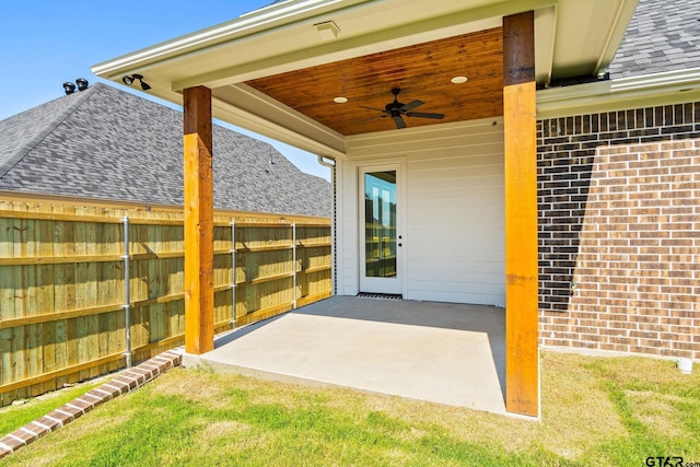 view of patio / terrace with ceiling fan