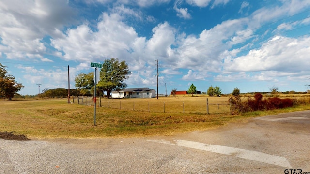 view of road with a rural view