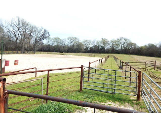 view of yard with a rural view