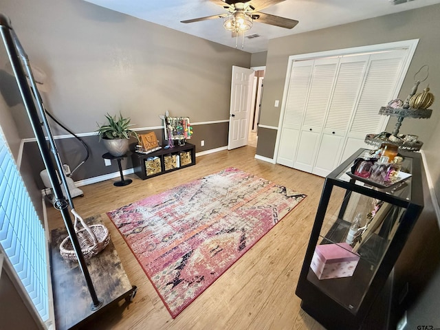 18872 Big Timber Rd, Tyler, TX 75703 - office space featuring a ceiling fan and wood finished floors