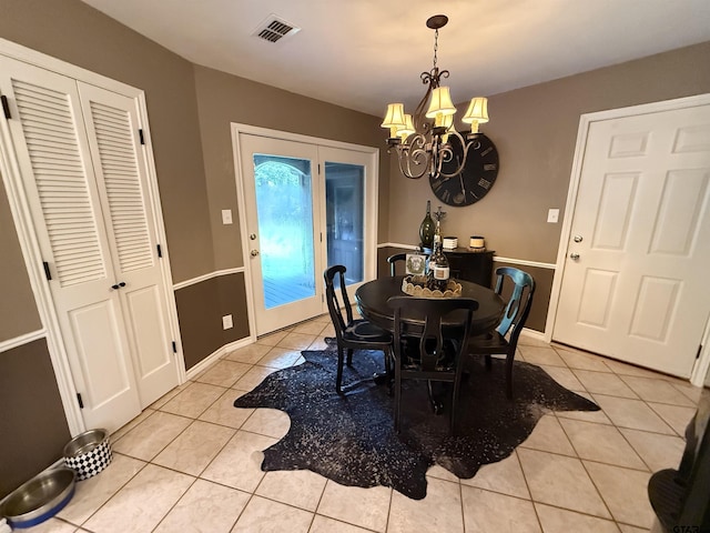 18872 Big Timber Rd, Tyler, TX 75703 - dining area featuring light tile patterned flooring and a chandelier