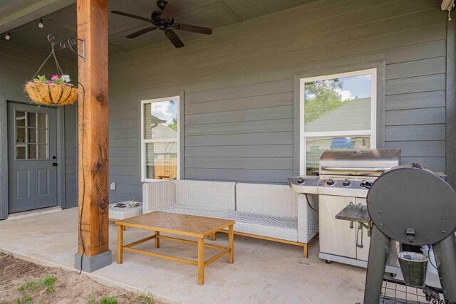 107 Hay Meadow Dr, Winona, TX 75792 - view of patio with ceiling fan and area for grilling