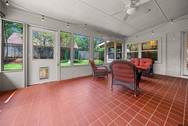 1430 Wavely St, Tyler, TX 75701 - sunroom / solarium with ceiling fan, outdoor lounge area, and rail lighting