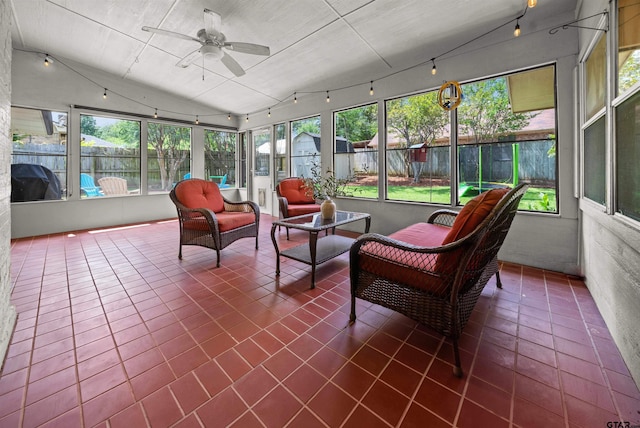 1430 Wavely St, Tyler, TX 75701 - sunroom / solarium with track lighting, ceiling fan, and an outdoor living space