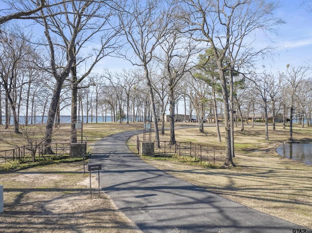 view of property's community with a water view