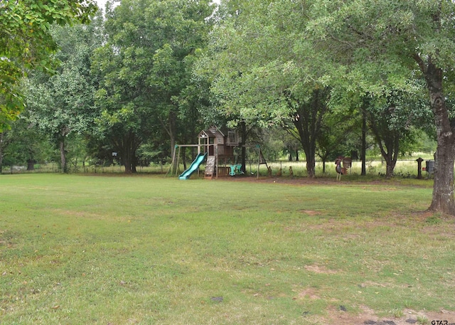 view of yard with a playground