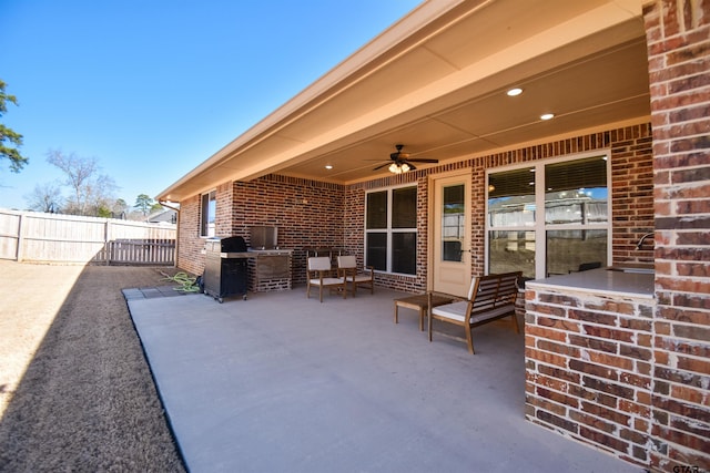 2222 Rana Park, Flint, TX 75762 - view of patio with fence, ceiling fan, and area for grilling