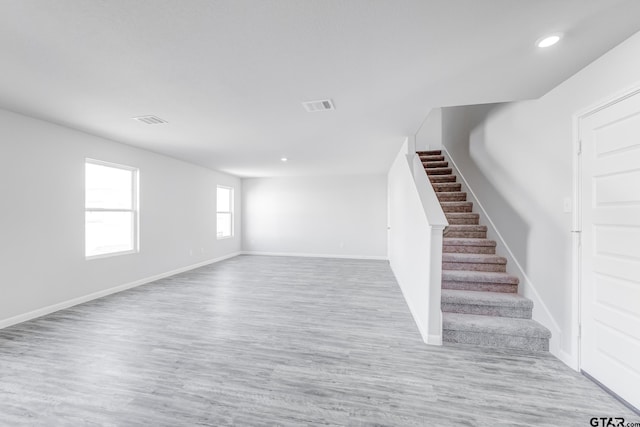 unfurnished living room with light hardwood / wood-style floors