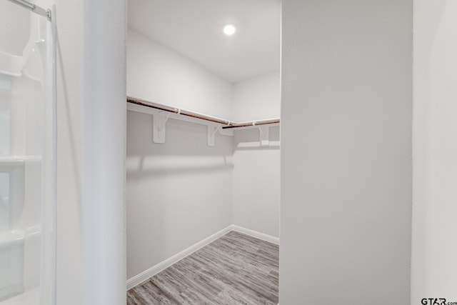 spacious closet featuring light wood-type flooring