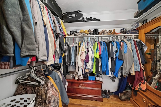 walk in closet featuring hardwood / wood-style floors