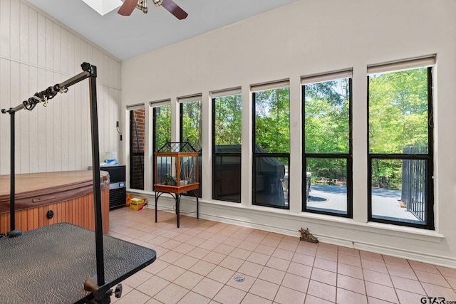 19132 Falls Creek Dr, Flint, TX 75762 - sunroom / solarium featuring tile patterned flooring and a hot tub