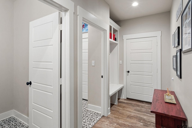 mudroom featuring hardwood / wood-style floors