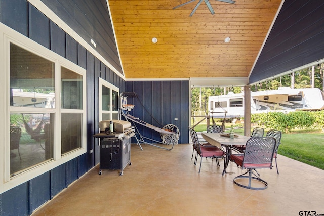 view of patio featuring a grill