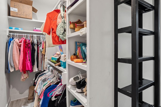 walk in closet featuring hardwood / wood-style floors