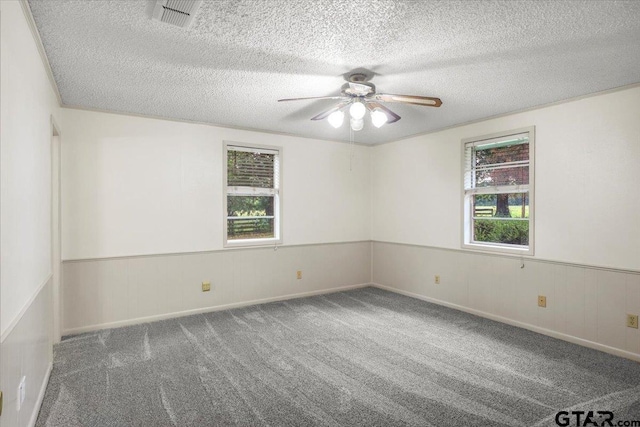 2278 Fm 1799, Mineola, TX 75773 - spare room with healthy amount of natural light, carpet floors, a ceiling fan, and a textured ceiling