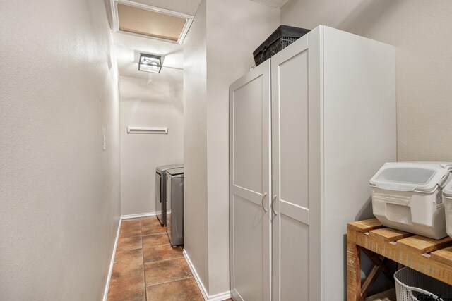 1805 San Saba Dr, Bullard, TX 75757 - laundry area featuring separate washer and dryer and attic access