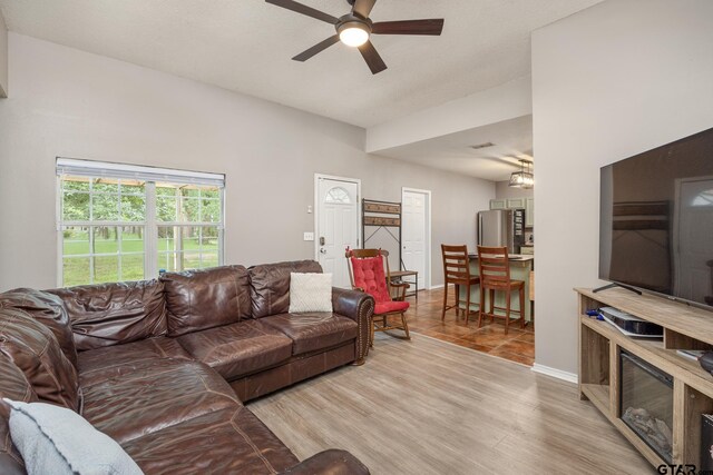 1805 San Saba Dr, Bullard, TX 75757 - living area featuring ceiling fan and wood finished floors