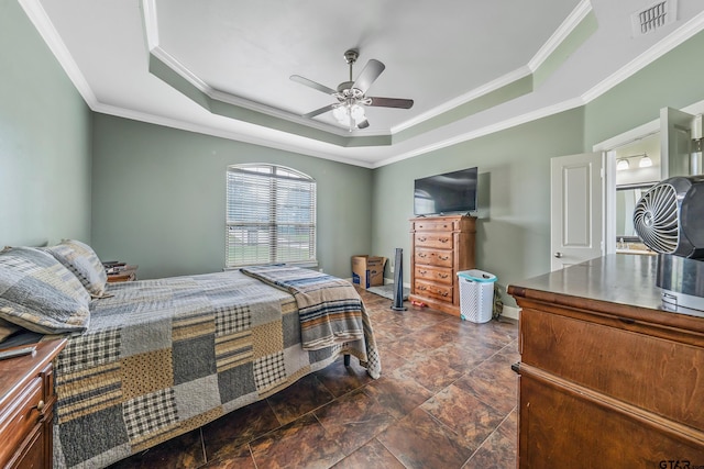 275 Babatwa Ln, Bullard, TX 75757 - bedroom featuring a raised ceiling, ornamental molding, and ceiling fan