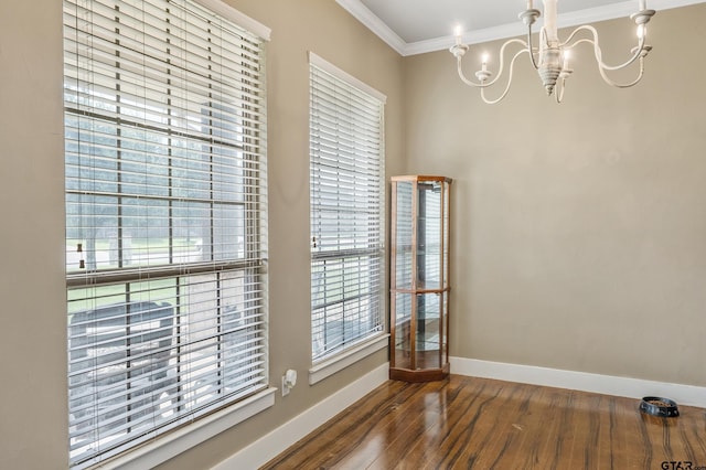 275 Babatwa Ln, Bullard, TX 75757 - unfurnished dining area featuring a chandelier, dark wood finished floors, and ornamental molding