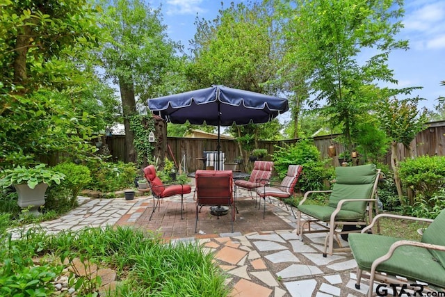view of patio featuring a fenced backyard