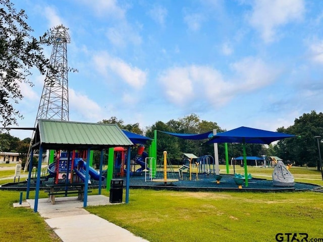 view of playground featuring a yard