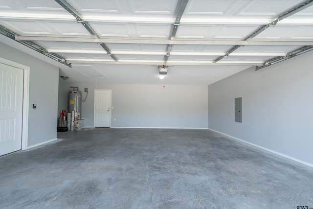 107 Oliver Wendell Ct, Mount Vernon, TX 75457 - garage featuring a garage door opener, baseboards, water heater, and electric panel