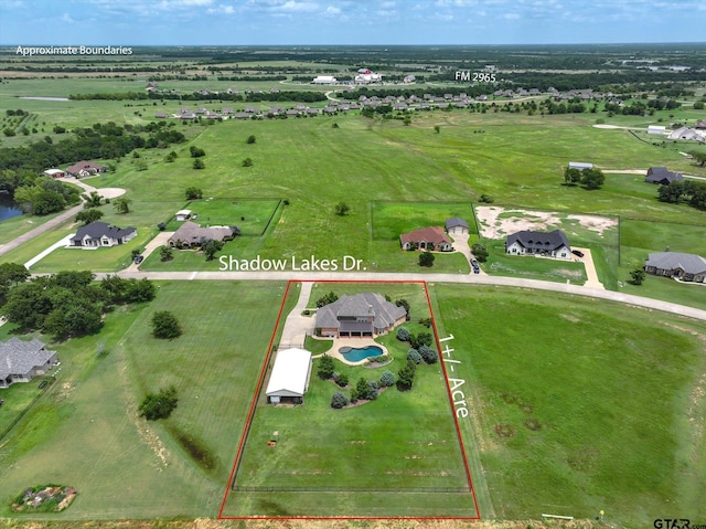 1299 Shadow Lks, Terrell, TX 75160 - overview of rural landscape featuring property boundaries highlighted