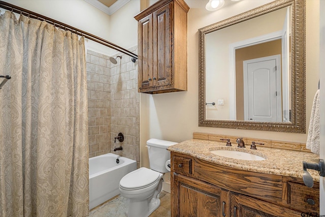 1299 Shadow Lks, Terrell, TX 75160 - full bathroom featuring vanity, shower / bath combo, and ornamental molding