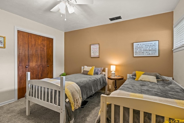 306 Dellwood Dr, Mount Pleasant, TX 75455 - carpeted bedroom featuring a closet and ceiling fan