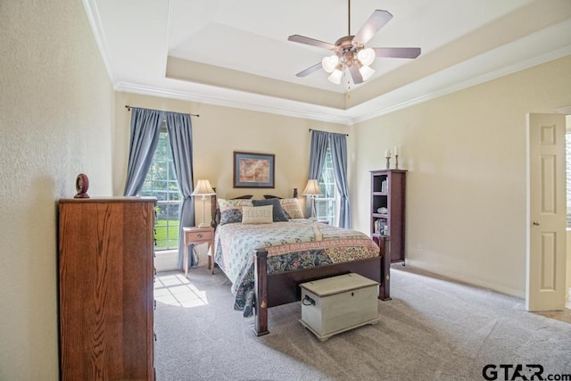 502 Northcreek Dr, Chandler, TX 75758 - bedroom with multiple windows, carpet floors, a raised ceiling, and crown molding