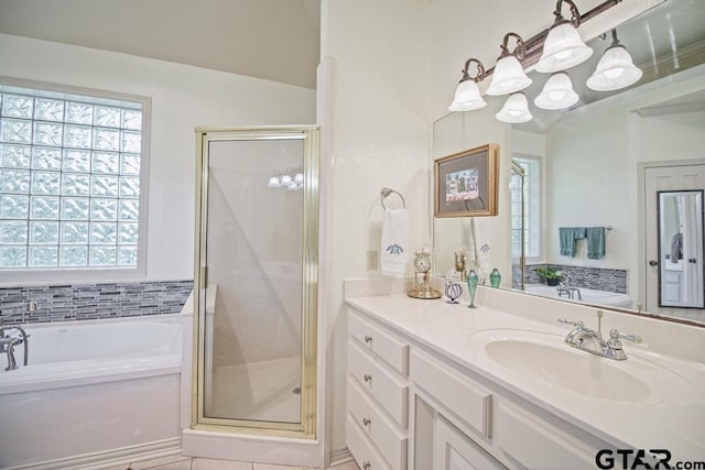 502 Northcreek Dr, Chandler, TX 75758 - bathroom with a bath, vanity, and a stall shower