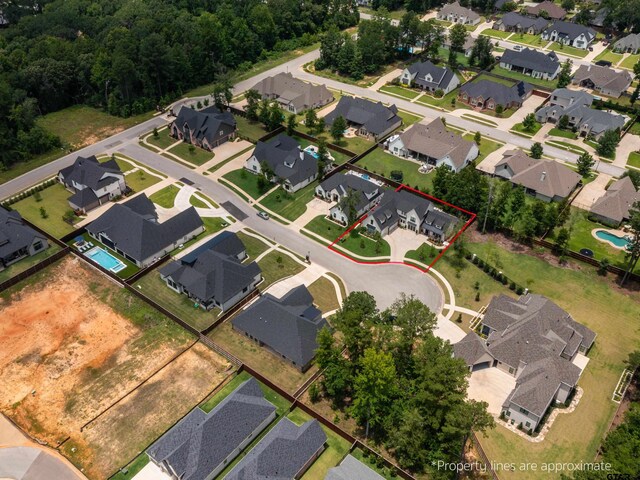 1555 Maple Crk, Tyler, TX 75703 - aerial view of residential area featuring property boundaries highlighted