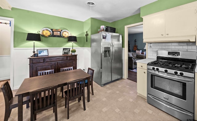 kitchen featuring appliances with stainless steel finishes and decorative backsplash