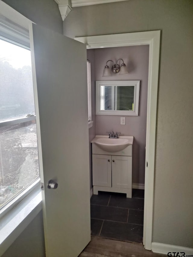 3107 Hamilton Ln, Texarkana, TX 75501 - bathroom with vanity and tile patterned flooring